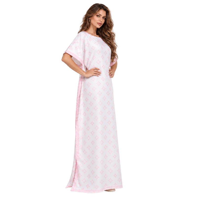 Elegant Pink Monogram Stole Kaftan Dress-3