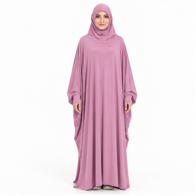 Elegant Pink Loose Fit Women's Jilbab-1