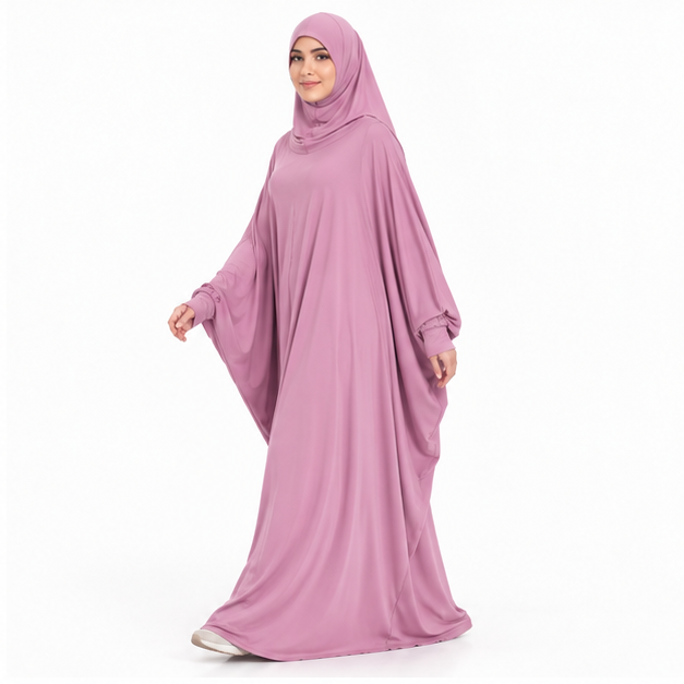 Elegant Pink Loose Fit Women's Jilbab-3