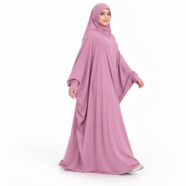 Elegant Pink Loose Fit Women's Jilbab-2