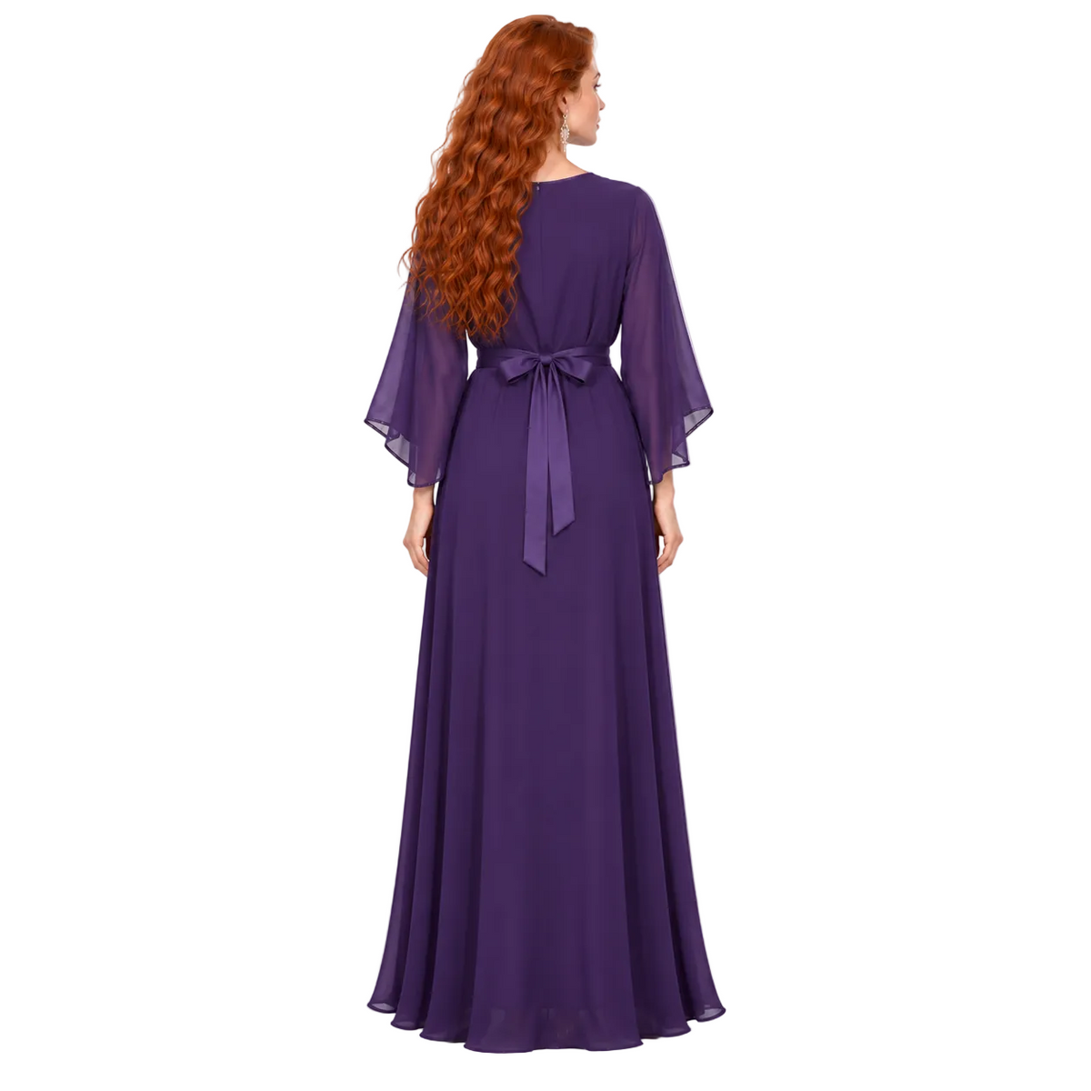 Elegant Purple Floral Embroidered Kaftan Lebaran-4