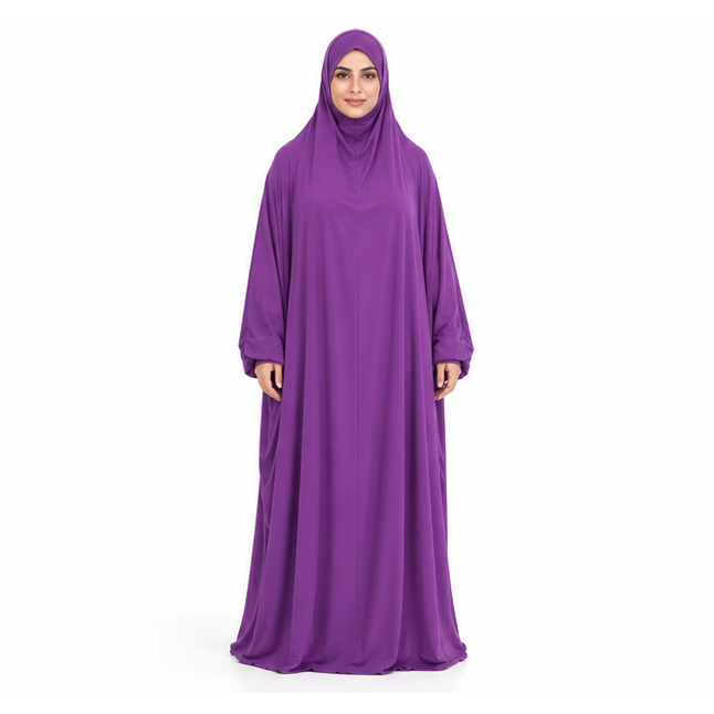 Elegant Purple Loose Fit Women's Jilbab-1