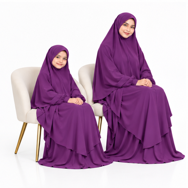 Elegant Purple Women's And Girls' Jilbab