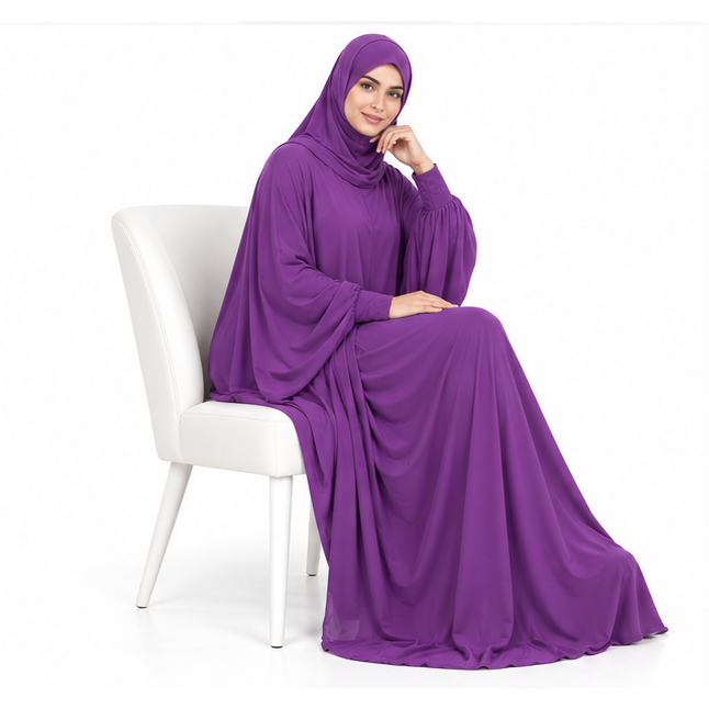 Elegant Purple Loose Fit Women's Jilbab