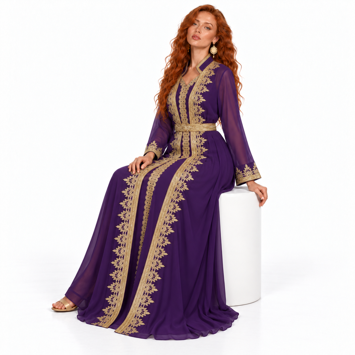 Royal Purple Gold Elegant Lebaran Kaftan