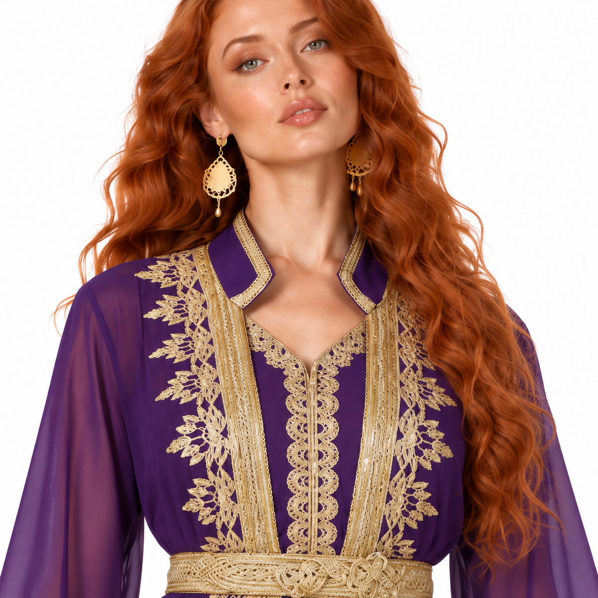 Royal Purple Gold Elegant Lebaran Kaftan-4