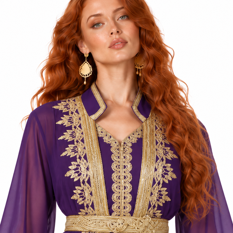 Royal Purple Gold Elegant Lebaran Kaftan-4