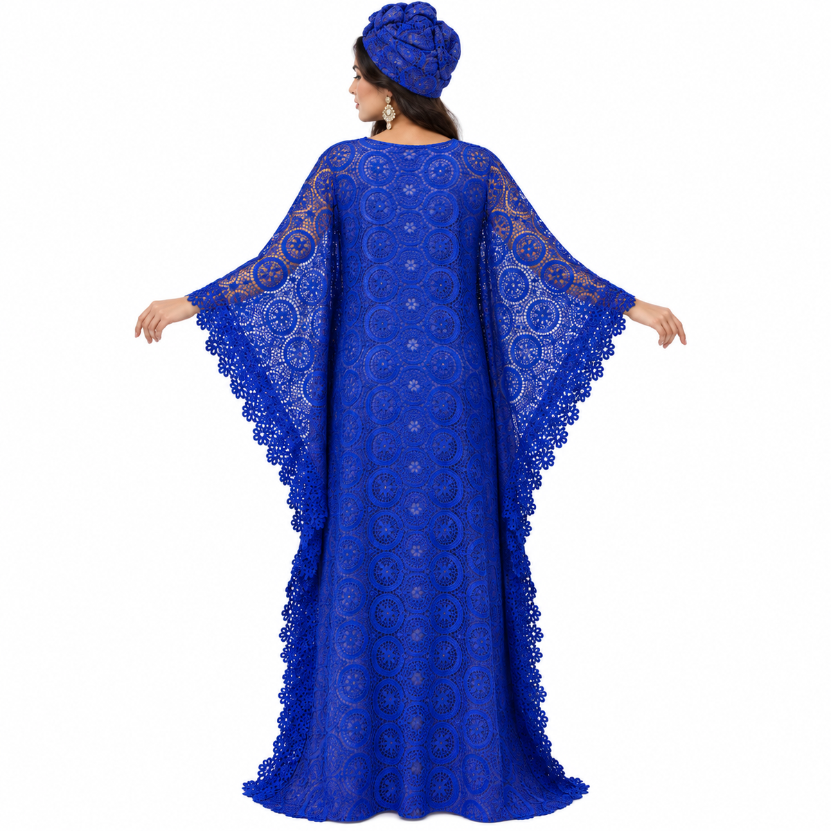 Royal Blue Lace Kaftan Dress-4