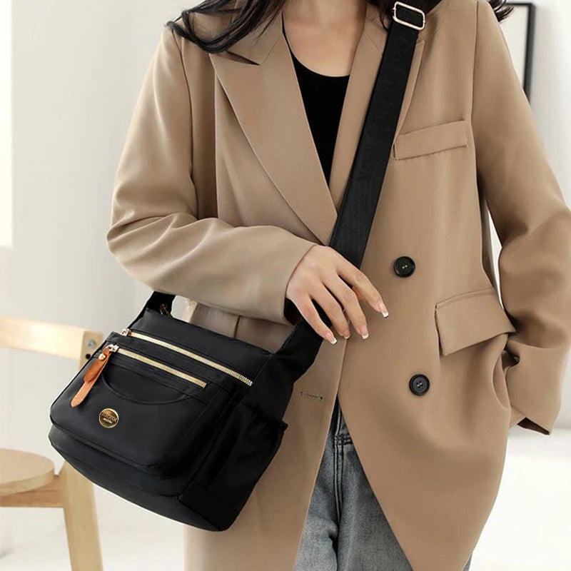 Daily Commute Crossbody Bag Fabric Adjustable Shoulder Strap Medium Capacity Multi Pocket Neutral Simple Versatile Work Messenger Bag For Men Women-5