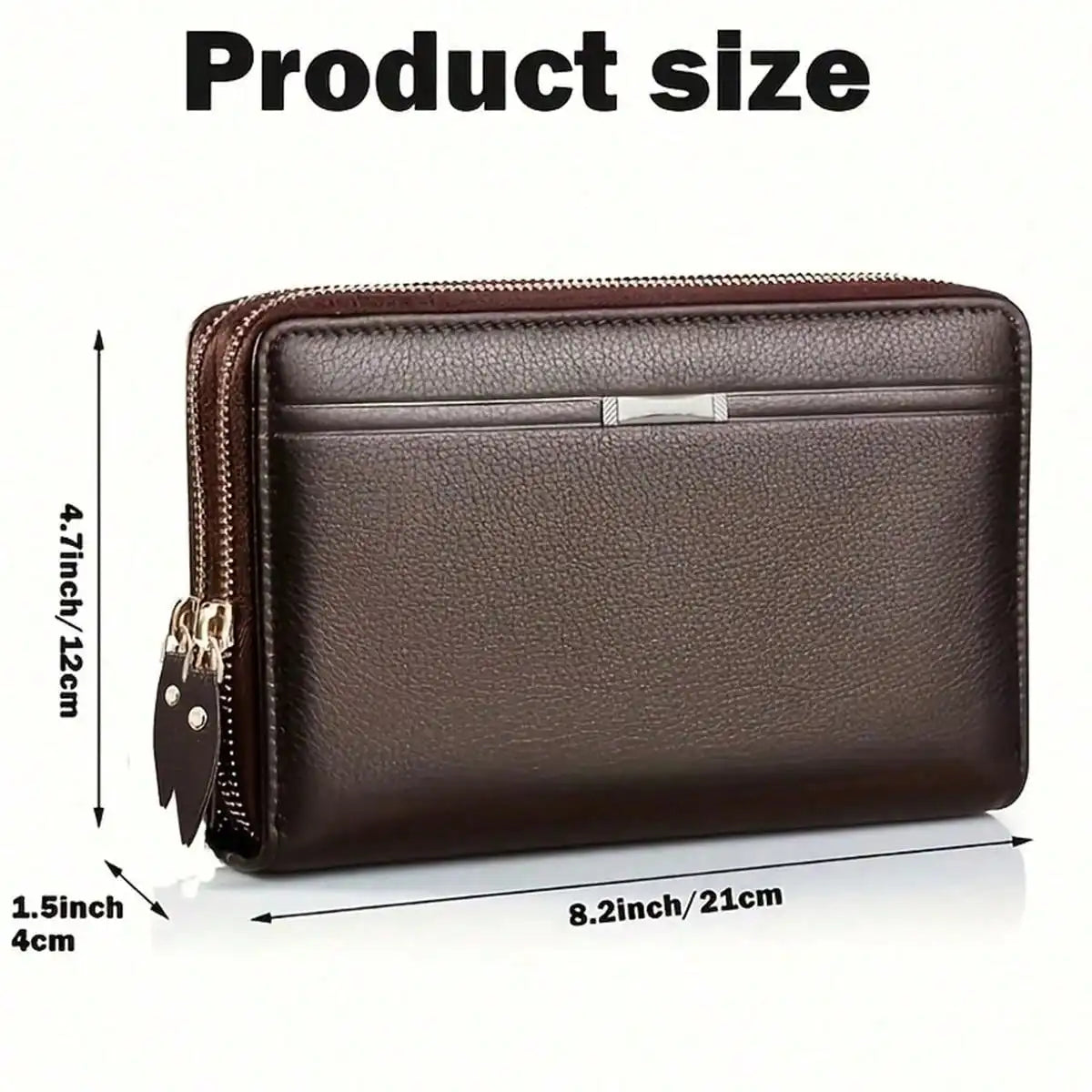 Men Long Wallet PU Leather Clutch, Large Business Purse, Portable Phone Card Holder, Practical Gift For Male Family & Friends-3