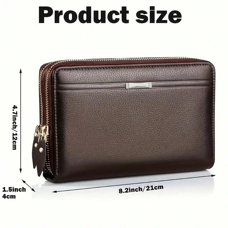 Men Long Wallet PU Leather Clutch, Large Business Purse, Portable Phone Card Holder, Practical Gift For Male Family & Friends-3