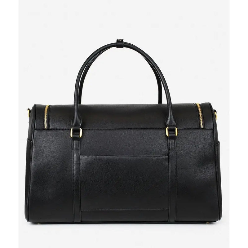 Premium Matte Leather Weekender Bag, Carry-On Luggage for Air Travel, Overnight Bag for Women, 20x10x12 inches, 39L, Black-9