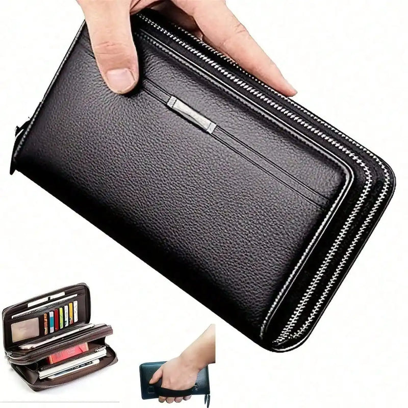 Men Long Wallet PU Leather Clutch, Large Business Purse, Portable Phone Card Holder, Practical Gift For Male Family & Friends-8
