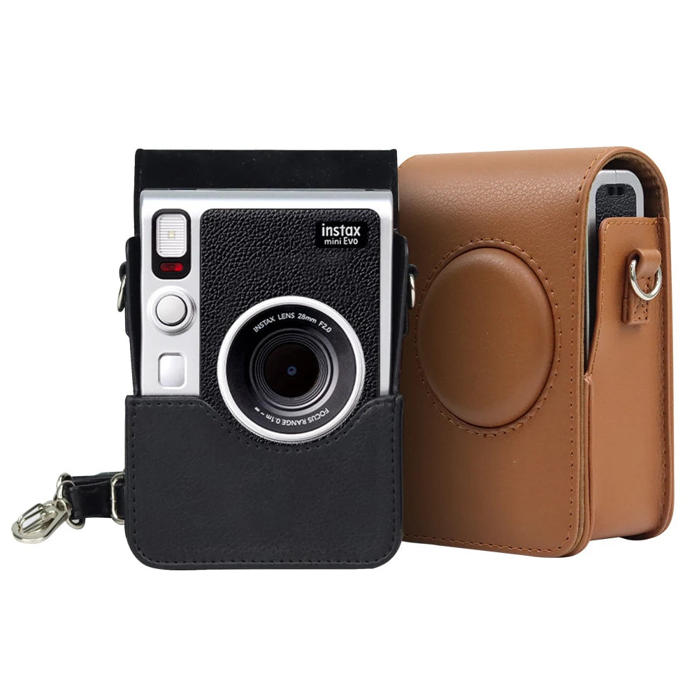 Camera Bag For Fujifilm Instax Mini EVO Instant Film Camera Case PU Leather Soft Silicone Cover Bag with Shoulder Strap camera backpack plecak na aparat camera bag sony 6400 camera bag-6
