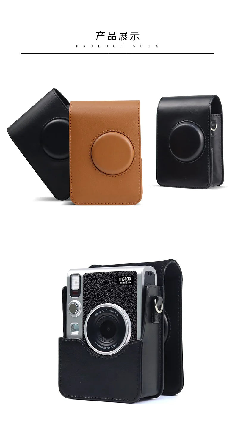 Camera Bag For Fujifilm Instax Mini EVO Instant Film Camera Case PU Leather Soft Silicone Cover Bag with Shoulder Strap camera backpack plecak na aparat camera bag sony 6400 camera bag-11