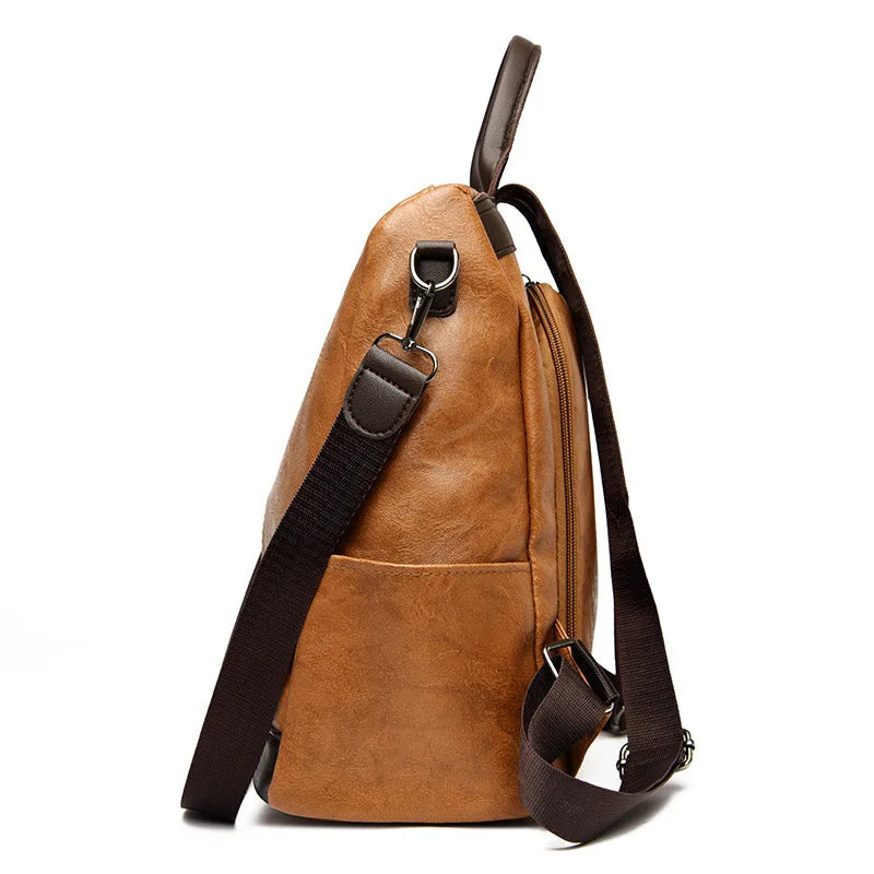 Backpack Large Capacity Anti-theft PU Leather Adjustable Straps Travel Work Women Elegant Luxury Fashion-3