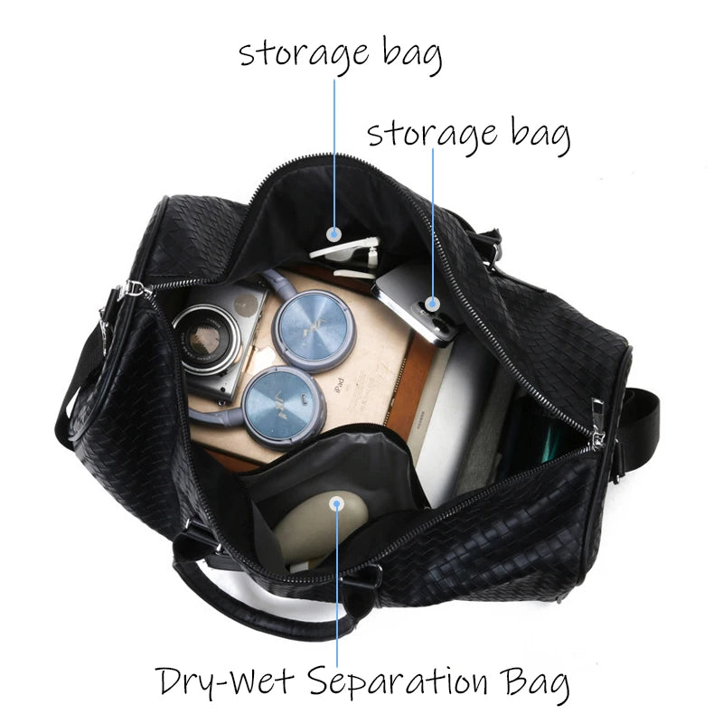 Large Capacity Travel Bag, Made Of PU Leather Material, Designed As A Single/Double Shoulder Bag, Multifunctional Travel Bag-7