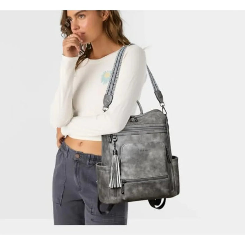 Vegan Leather Laptop Backpack for Women 15.6 inch Work Backpack Fashion Travel Backpack Purse for Travel College Work-17