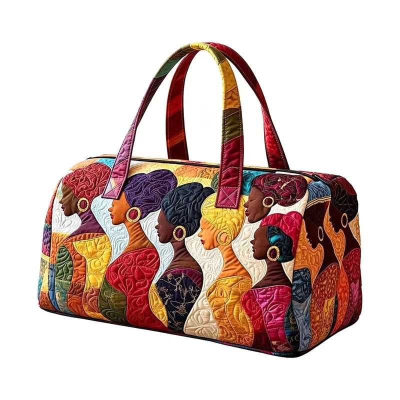 Afro Art Print Quilted Duffle Bag Large Capacity 3D Quilting Craft Travel Duffel Bag Tote Bags Short-distance Handbag-1
