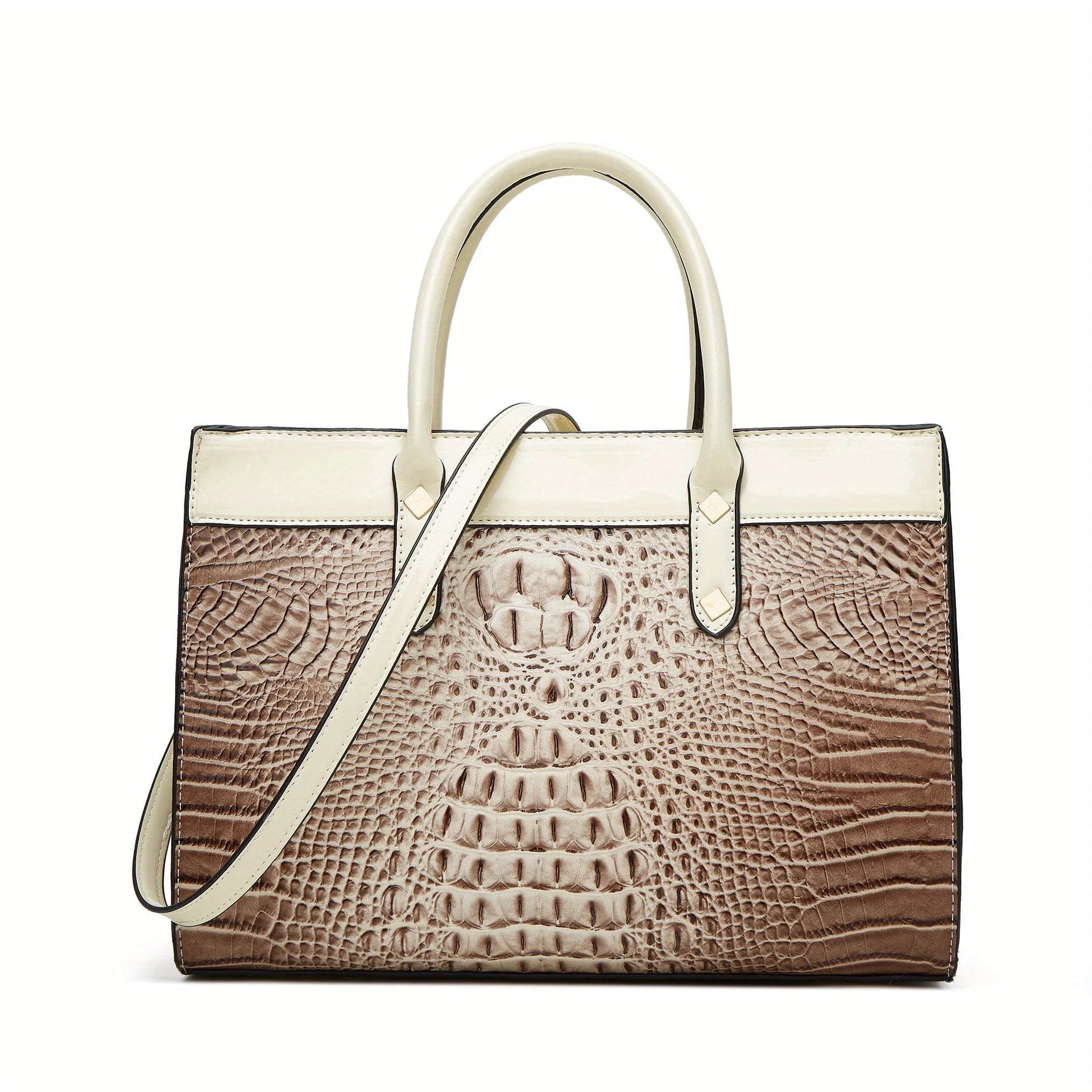 Pu Leather Crocodile Pattern Women's Fashion Bag Set Shoulder Bag Larger Capacity Tote with Multiple Compartments Crossbody Handbag Clutch Purse-19