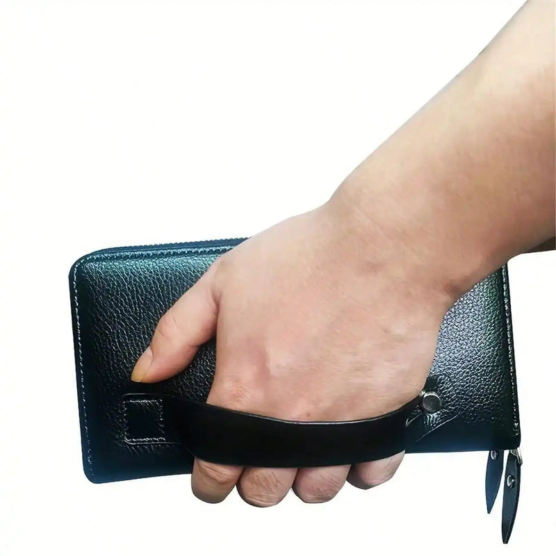 Men Long Wallet PU Leather Clutch, Large Business Purse, Portable Phone Card Holder, Practical Gift For Male Family & Friends-4