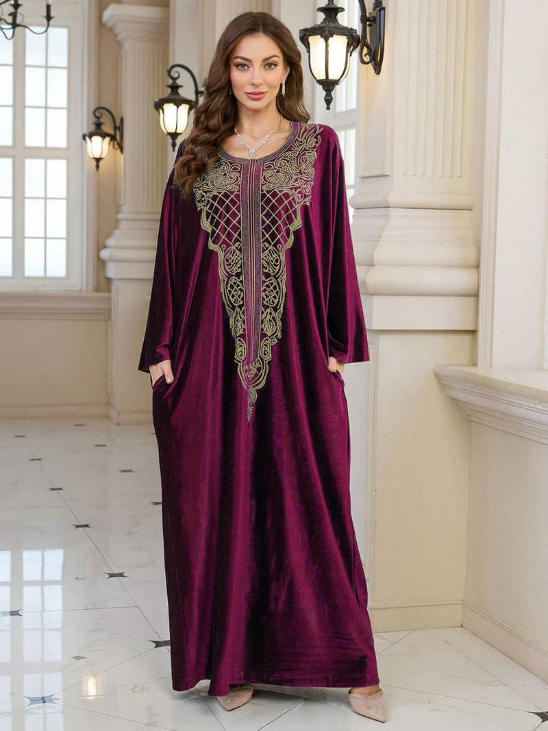Embroidered Abaya Kaftans for Women Modern Elegant Dubai Moroccan Dubai Kaftan Dresses Abaya for Women Muslim Dress-25