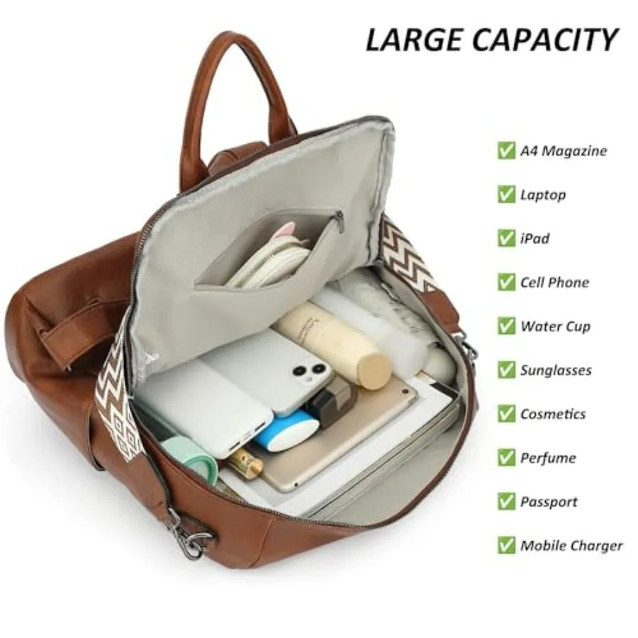 Backpack Purse for Women Large Leather Convertible Backpack Ladies Shoulder Bag Fashion Backpack Handbags for Travel and Work-3