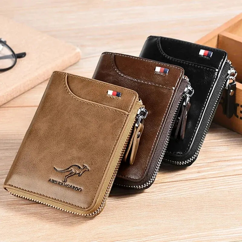 Flash sale Business Card Holder Zipper Purse Luxury Wallets for Men RFID Protection Purses Carteira Masculina Luxury