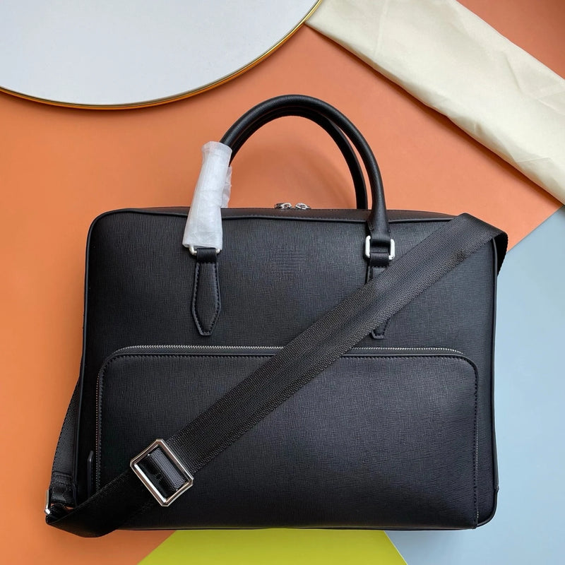 Men's Top-Handle Bags Genuine Leather Briefcase Luxury Men Handbag Daily Business Office Shoulder Bags Fashion Laptop Bag for Working-10