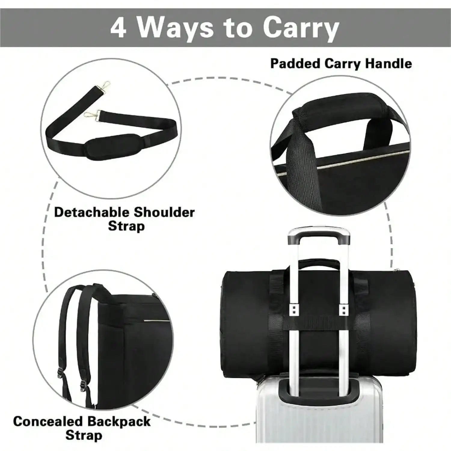 Convertible Multifunctional Travel Bag Large Capacity Portable Duffel Bag Wear-Resistant Suit Bag