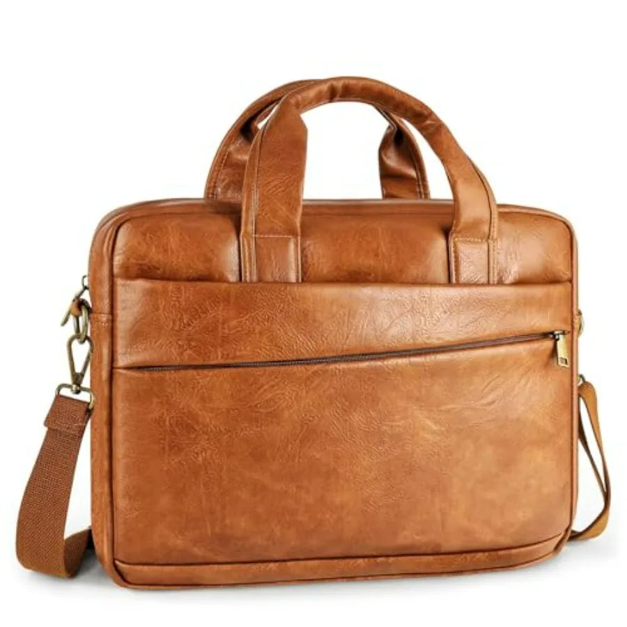 Faux Leather Messenger Bag for Men 17-17.3 Inch Leather Mens Laptop Bag Leather Briefcasen Convertible Backpack 3 in 1 Comter H-21
