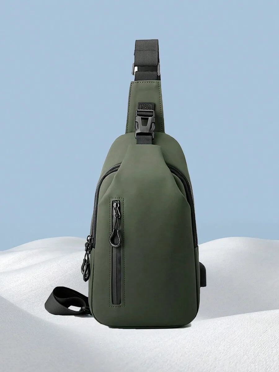 Casual Crossbody Sling Bag For Men And Women, Small Daypack With Zipper Pocket, Adjustable Strap, Fashion Chest Bag With Headphone Cord Slot For Sports, Cycling, Hiking, Running And Business Travel-23