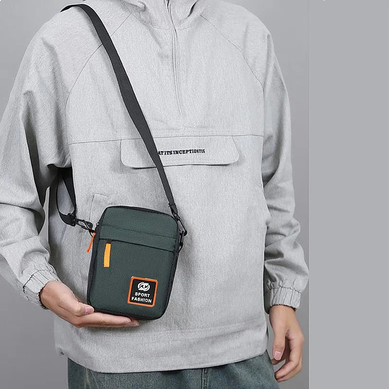 Men's Crossbody Bag Single Shoulder Multi-Layer Zipper Trendy Color Contrast Casual Messenger Sling Bag-5
