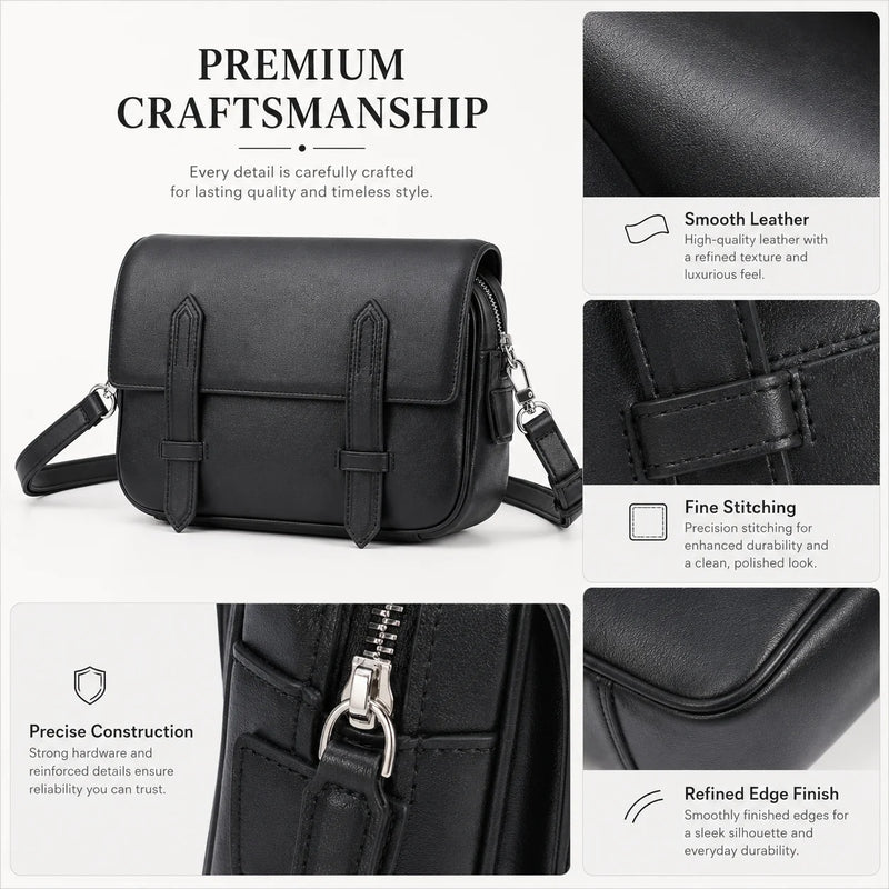 Luxury Men Messenger Bag Designer Smooth Leather Crossbody Shoulder Bag Flap Satchel Business Casual Purse High Quality Classic Black-9