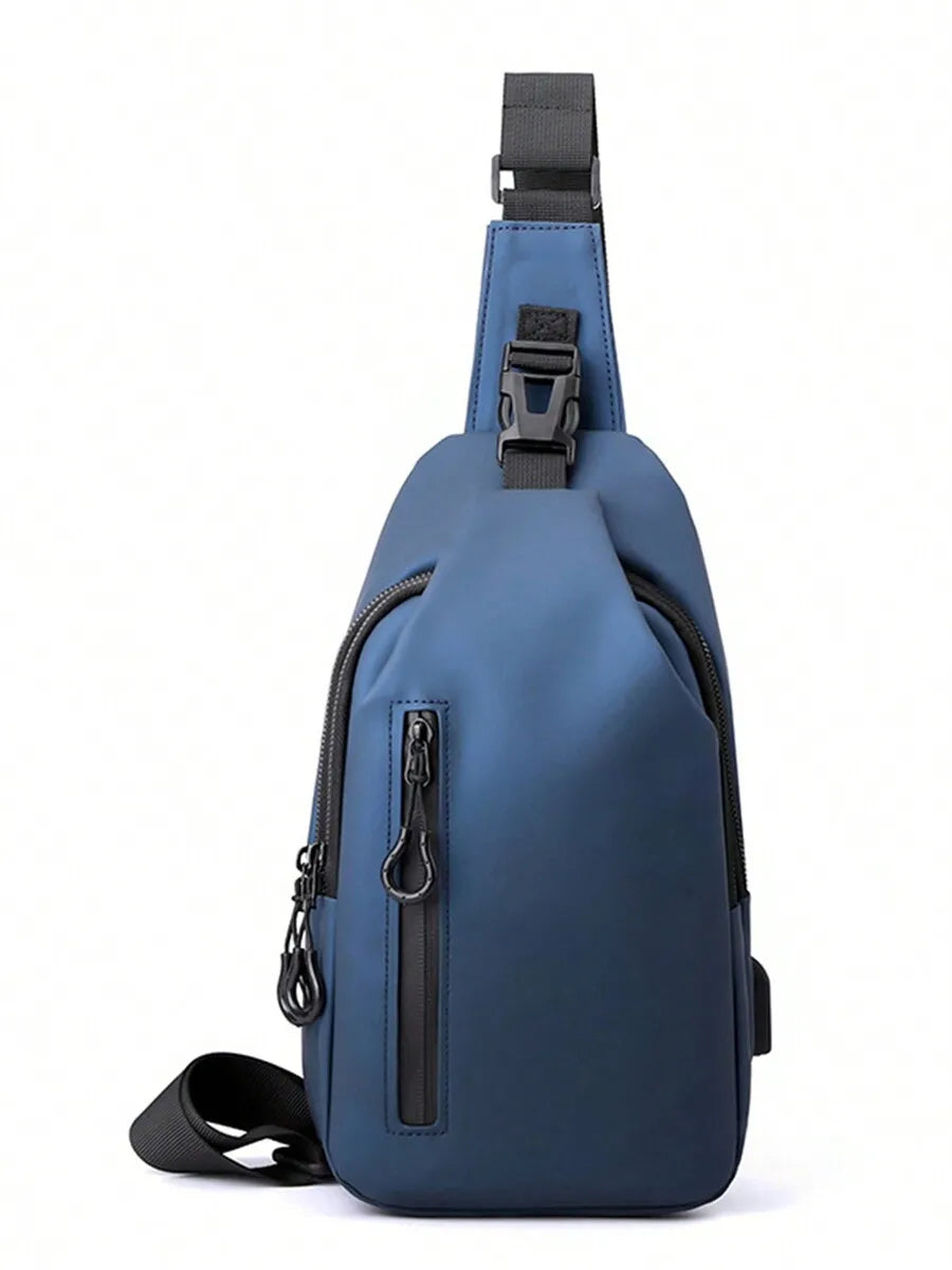 Casual Crossbody Sling Bag For Men And Women, Small Daypack With Zipper Pocket, Adjustable Strap, Fashion Chest Bag With Headphone Cord Slot For Sports, Cycling, Hiking, Running And Business Travel-1