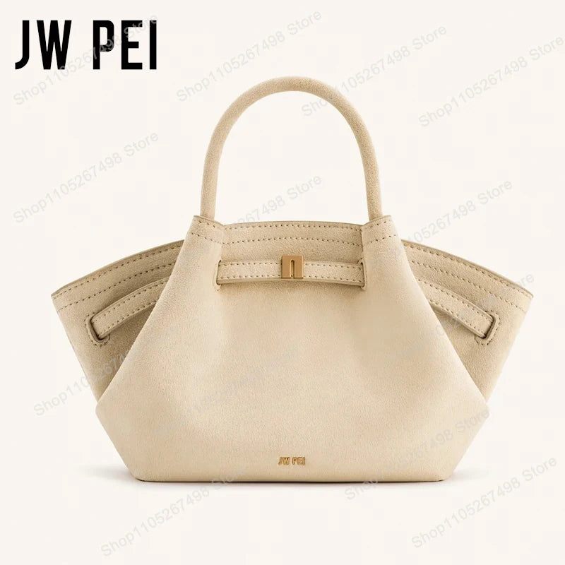 JW PEI Hana Quiet Luxury Trapeze Tote Bag Pebbled Vegan Leather Top-Handle Handbag Premium Women Shoulder Bag Fashion Messenger Purse 2026-26