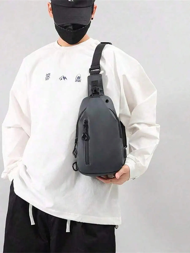 Casual Crossbody Sling Bag For Men And Women, Small Daypack With Zipper Pocket, Adjustable Strap, Fashion Chest Bag With Headphone Cord Slot For Sports, Cycling, Hiking, Running And Business Travel-34