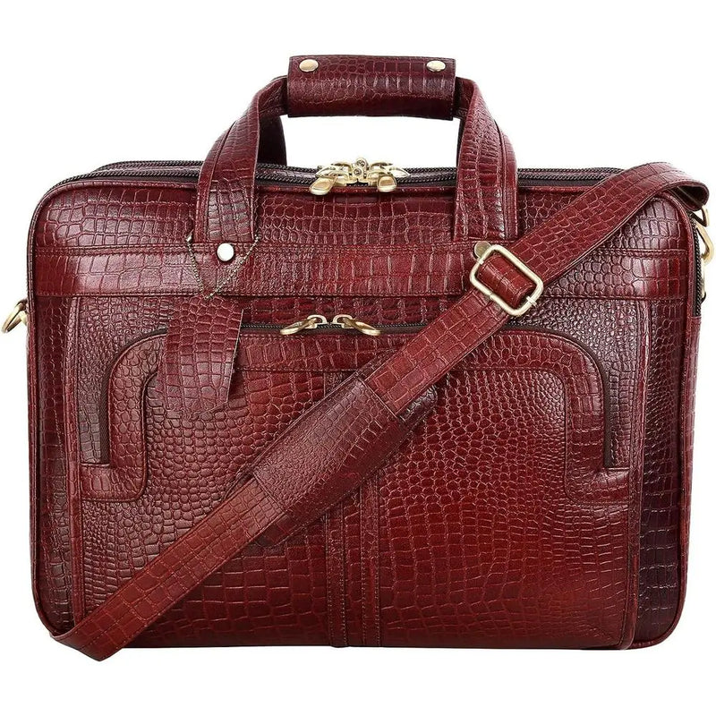 16 Inch Full Grain Leather Briefcases, Laptop Shoulder Bags for Men & Women, Business Work Satchel Bag-4