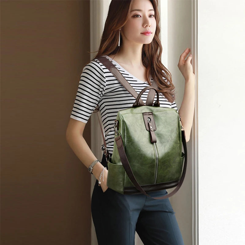 Backpack Large Capacity Anti-theft PU Leather Adjustable Straps Travel Work Women Elegant Luxury Fashion-15