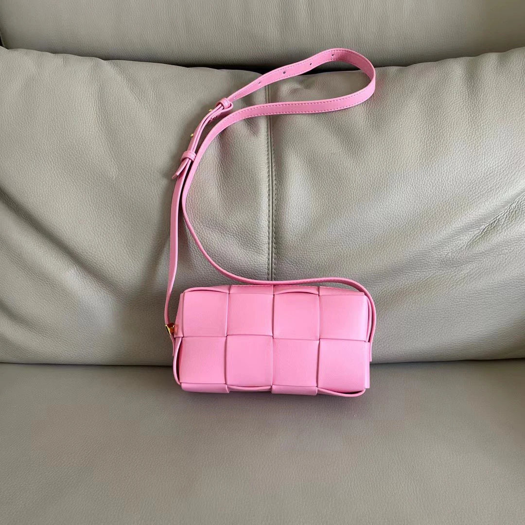 Genuine Leather Woven Crossbody Bag for Women 2026 New Luxury Hand-woven Cowhide Brick Cassette Camera Bag Small Fashion Shoulder Messenger Bag High Quality 13 Colors Optional Ladies Designer Mini Wallet with Zipper-37