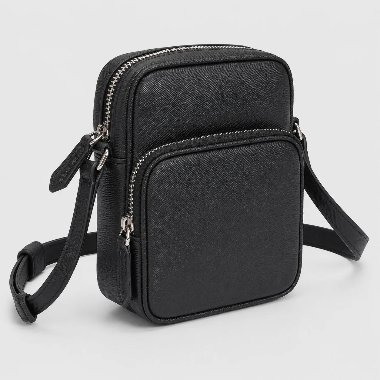 Luxury Men Small Crossbody Bag Designer Saffiano Leather Messenger Mini Square Sling Purse Business Phone Pouch Classic Black