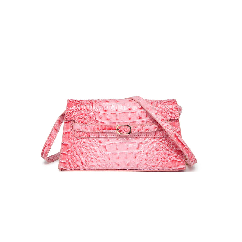 Women Rectangular Shoulder Crossbody Bag with Strap, Croc Embossed Structured Flap Handbag, Lightweight Pouch for Outdoor Camping Commute, Magnetic Snap Closure Multi Compartment Sling Purse for Phone Cosmetics Essentials-17