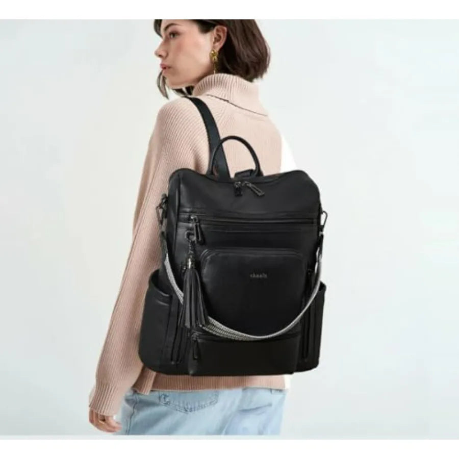 Vegan Leather Laptop Backpack for Women 15.6 inch Work Backpack Fashion Travel Backpack Purse for Travel College Work-24