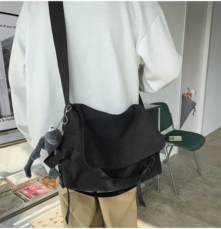 Large Capacity Canvas Messenger Bag Adjustable Shoulder Strap Casual Crossbody Handbag School Daily Bag for Youth Girls Men-18