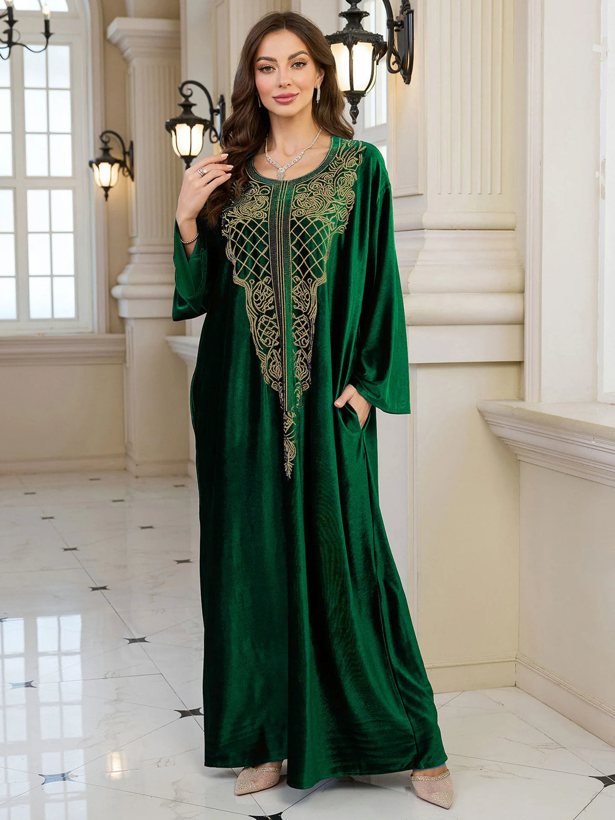 Embroidered Abaya Kaftans for Women Modern Elegant Dubai Moroccan Dubai Kaftan Dresses Abaya for Women Muslim Dress-30