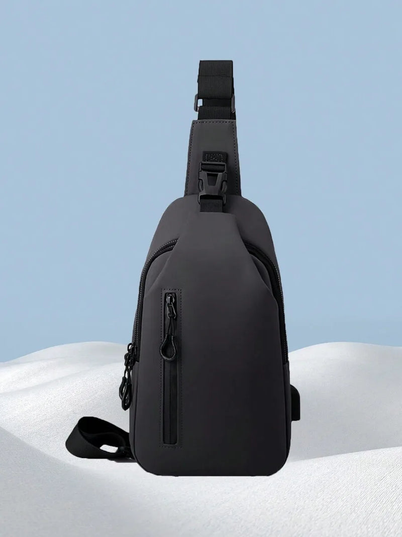 Casual Crossbody Sling Bag For Men And Women, Small Daypack With Zipper Pocket, Adjustable Strap, Fashion Chest Bag With Headphone Cord Slot For Sports, Cycling, Hiking, Running And Business Travel-16