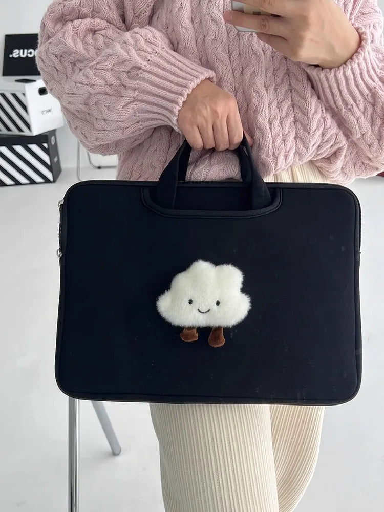 Ins Style Black Laptop Briefcase 11-16 Inch Notebook Handbag Women Daily Portable Macbook Samsung Huawei Carry Bag-7