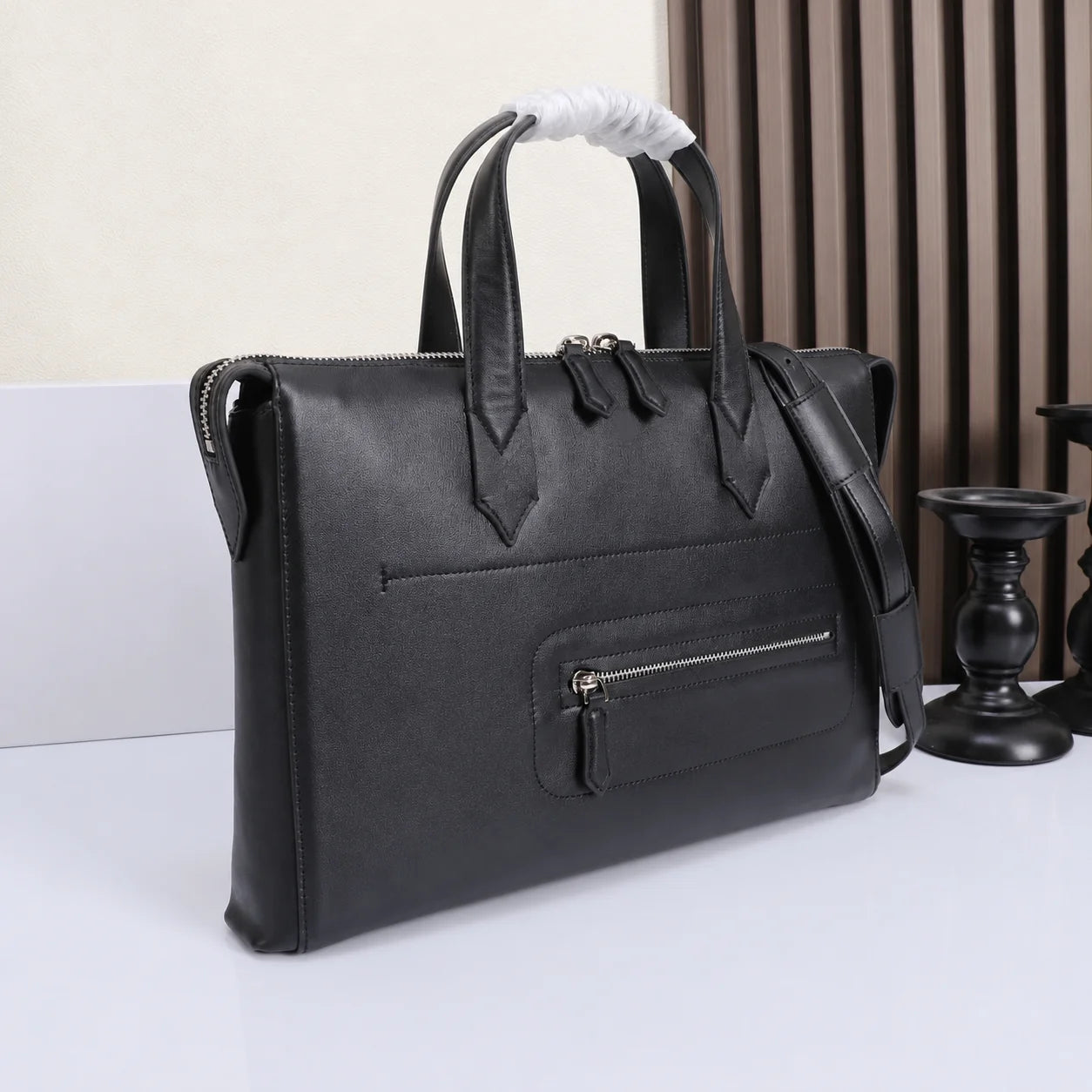 Luxury Men's Top-Handle Bags Smooth Leather Men Briefcase Fashion Handbag Business Office Shoulder Crossbody Bag Useful Male Work Laptop Bag-5