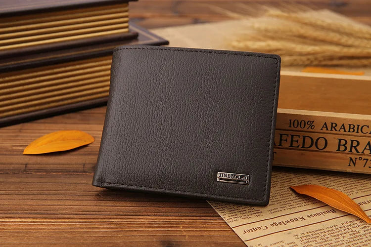 100% Genuine Leather Men Wallets Premium Product Real Cowhide Wallets for Man Short Black Walet Portefeuille Homme-23