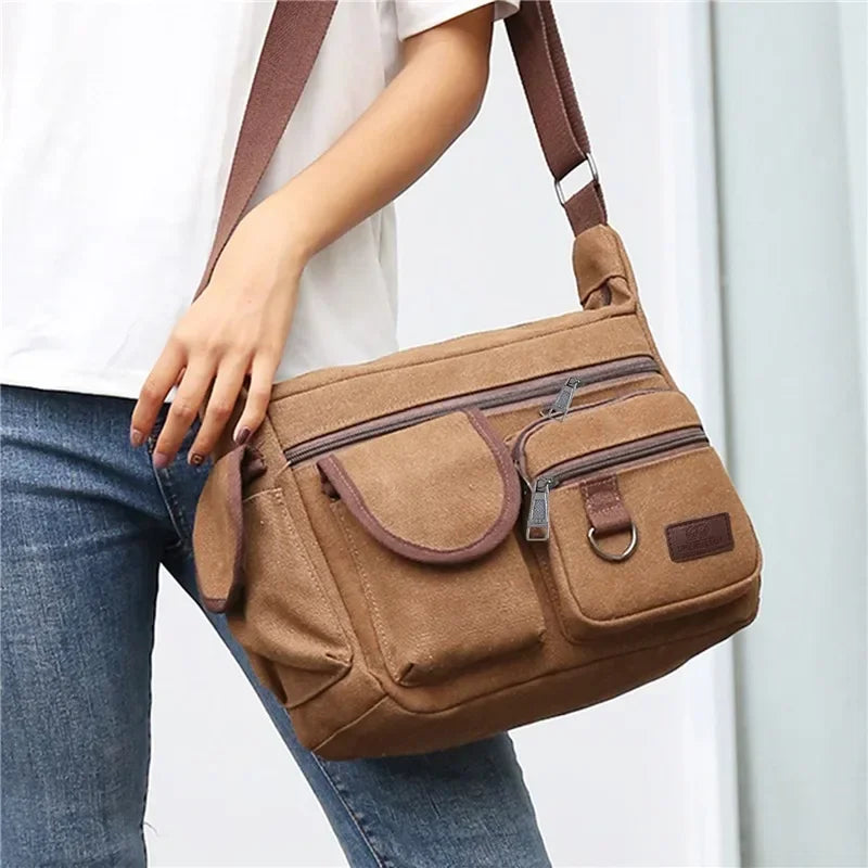 Men Casual Sling Bag Messenger Crossbody Shoulder Unisex Travel Outdoor Vintage Bags-8